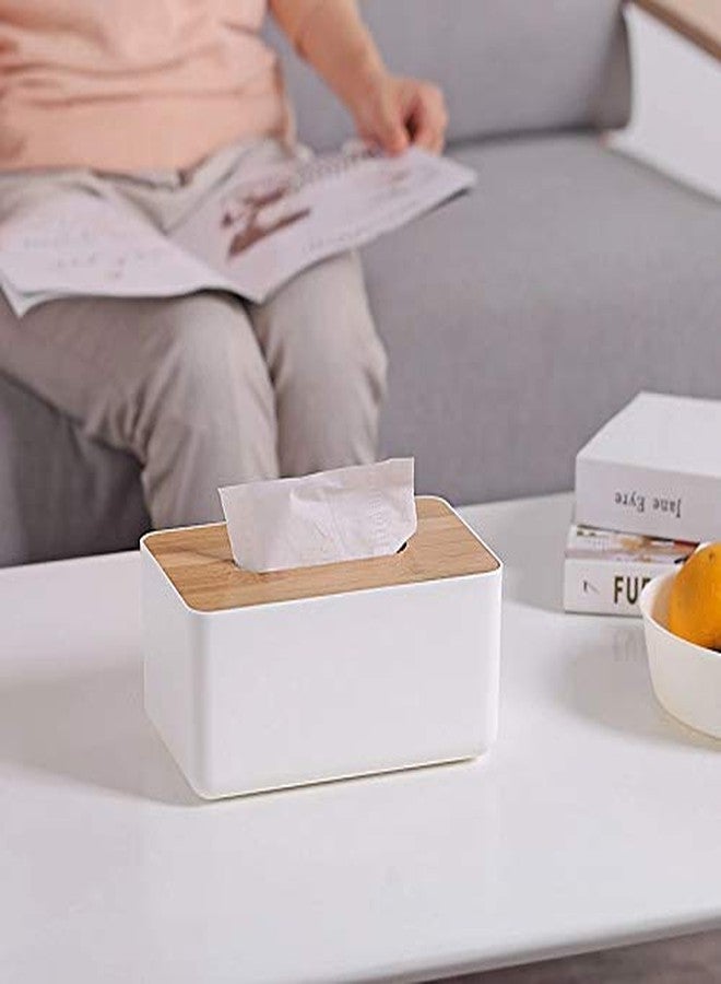 WENGTY Rectangular Shape Wooden Cover Plastic Tissue Box Holder | Paper Napkin Holder Case | Tissue Holder Dispenser Organizer for Car Decor Home Room Hotel - Image 3